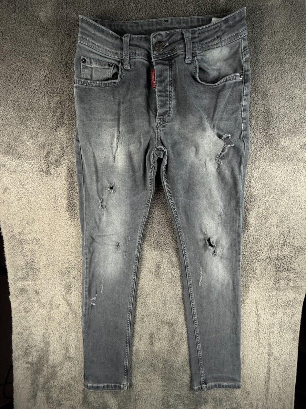 Dsquared2 Jeans Men Denim Urban Gray Biker Distressed Adult Pockets Tapered **